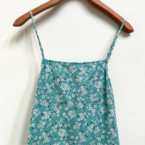 AE American Eagle Linen Blend Floral Tie Back Mini Dress in Mint, Size Small - Picture 6 of 13